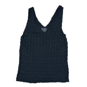 Nicole Miller Vintage Knit Linen Blend Tank Black Sz M Indie Sleeze Y2K Model